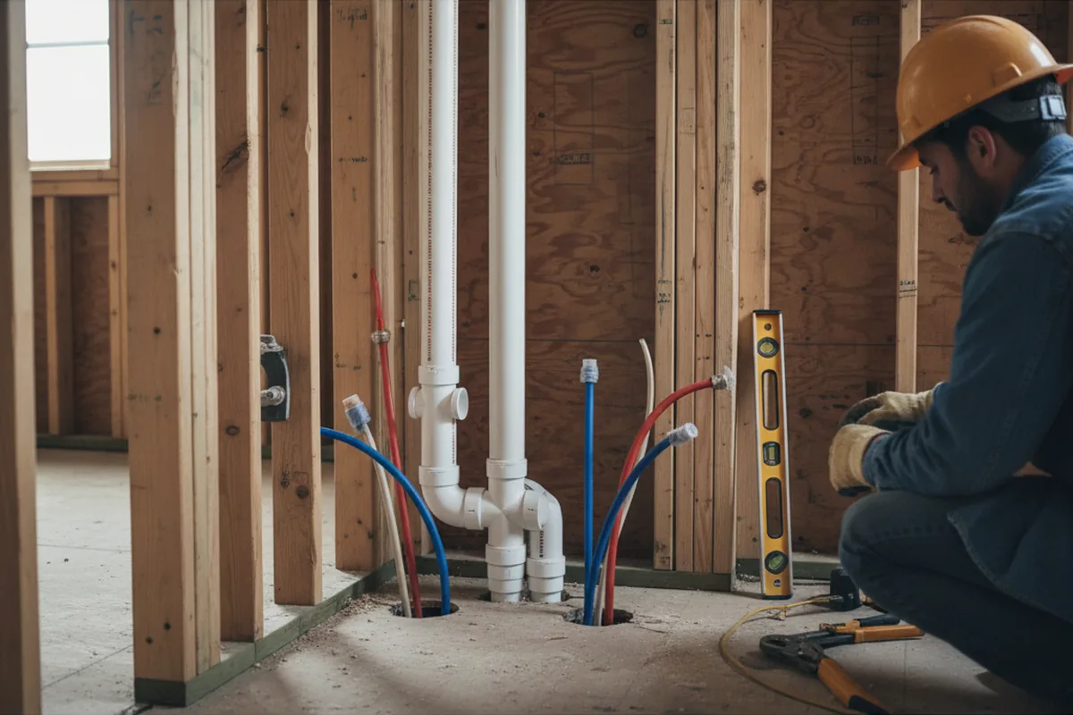 Drain and supply rough-in during Sump Pump Repair in La Grange